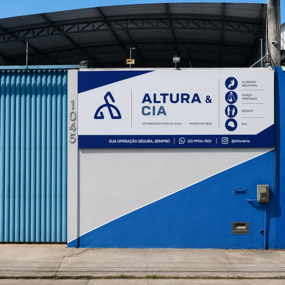 Fachada da Altura & Cia em Macaé, RJ, com o letreiro da empresa